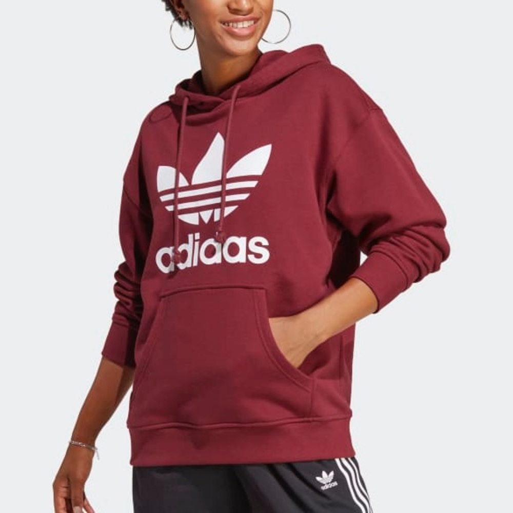 adidas Originals Trefoil Hoodie In Burgundy - S